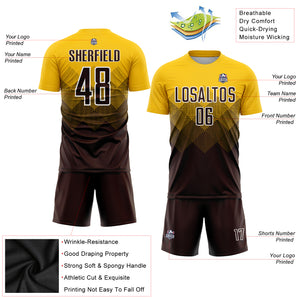 Custom Gold Brown-White Sublimation Soccer Uniform Jersey