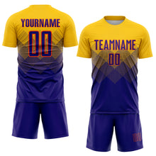 Laden Sie das Bild in den Galerie-Viewer, Custom Gold Purple-Orange Sublimation Soccer Uniform Jersey

