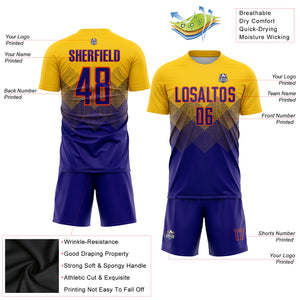 Custom Gold Purple-Orange Sublimation Soccer Uniform Jersey