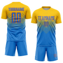 Laden Sie das Bild in den Galerie-Viewer, Custom Gold Powder Blue-Orange Sublimation Soccer Uniform Jersey
