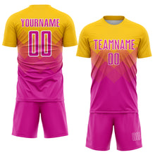 Laden Sie das Bild in den Galerie-Viewer, Custom Gold Deep Pink-White Sublimation Soccer Uniform Jersey
