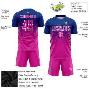 Custom Royal Deep Pink-White Sublimation Soccer Uniform Jersey