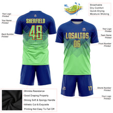 Load image into Gallery viewer, Custom Royal Pea Green-Orange Sublimation Soccer Uniform Jersey
