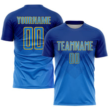 Load image into Gallery viewer, Custom Royal Powder Blue-Gold Sublimation Soccer Uniform Jersey
