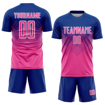 Custom Royal Pink-White Sublimation Soccer Uniform Jersey