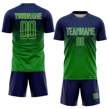Custom Navy Grass Green-Cream Sublimation Soccer Uniform Jersey
