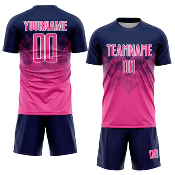 Custom Navy Pink-White Sublimation Soccer Uniform Jersey