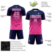 Laden Sie das Bild in den Galerie-Viewer, Custom Navy Pink-White Sublimation Soccer Uniform Jersey
