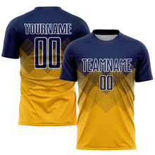 Load image into Gallery viewer, Custom Gold Navy-White Sublimation Soccer Uniform Jersey
