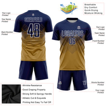 Laden Sie das Bild in den Galerie-Viewer, Custom Old Gold Navy-White Sublimation Soccer Uniform Jersey
