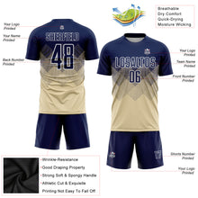Laden Sie das Bild in den Galerie-Viewer, Custom Cream Navy-White Sublimation Soccer Uniform Jersey
