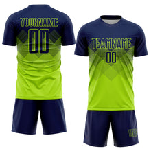 Laden Sie das Bild in den Galerie-Viewer, Custom Neon Green Navy Sublimation Soccer Uniform Jersey
