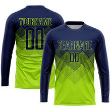 Laden Sie das Bild in den Galerie-Viewer, Custom Neon Green Navy Sublimation Soccer Uniform Jersey
