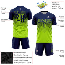 Laden Sie das Bild in den Galerie-Viewer, Custom Neon Green Navy Sublimation Soccer Uniform Jersey
