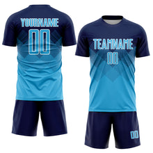 Load image into Gallery viewer, Custom Navy Sky Blue-White Sublimation Soccer Uniform Jersey
