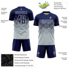Laden Sie das Bild in den Galerie-Viewer, Custom Silver Navy-White Sublimation Soccer Uniform Jersey
