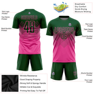 Custom Pink Green Sublimation Soccer Uniform Jersey