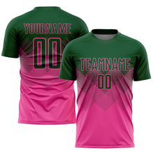 Laden Sie das Bild in den Galerie-Viewer, Custom Pink Green Sublimation Soccer Uniform Jersey
