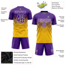 Load image into Gallery viewer, Custom Gold Purple-White Sublimation Soccer Uniform Jersey
