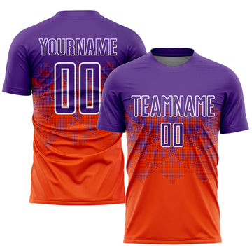 Custom Orange Purple-White Sublimation Soccer Uniform Jersey