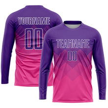 Laden Sie das Bild in den Galerie-Viewer, Custom Pink Purple-White Sublimation Soccer Uniform Jersey
