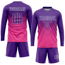 Laden Sie das Bild in den Galerie-Viewer, Custom Pink Purple-White Sublimation Soccer Uniform Jersey
