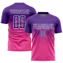 Load image into Gallery viewer, Custom Pink Purple-White Sublimation Soccer Uniform Jersey
