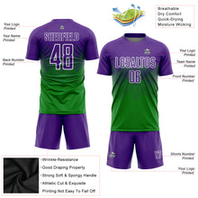 Laden Sie das Bild in den Galerie-Viewer, Custom Grass Green Purple-White Sublimation Soccer Uniform Jersey
