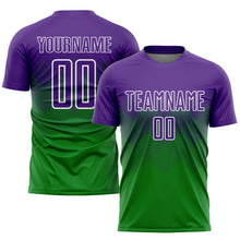 Laden Sie das Bild in den Galerie-Viewer, Custom Grass Green Purple-White Sublimation Soccer Uniform Jersey
