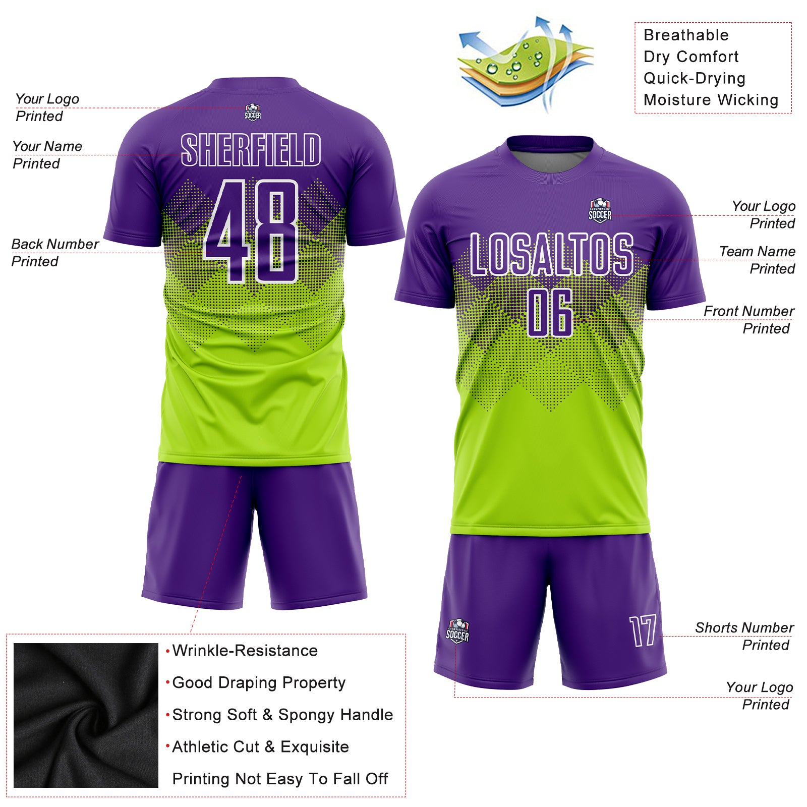 Custom Grass Green White Sublimation Soccer Uniform Jersey