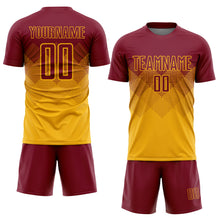 Load image into Gallery viewer, Custom Gold Crimson Sublimation Soccer Uniform Jersey
