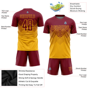 Custom Gold Crimson Sublimation Soccer Uniform Jersey