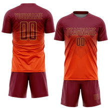 Laden Sie das Bild in den Galerie-Viewer, Custom Orange Crimson-Old Gold Sublimation Soccer Uniform Jersey
