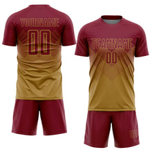 Laden Sie das Bild in den Galerie-Viewer, Custom Old Gold Crimson Sublimation Soccer Uniform Jersey
