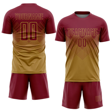 Custom Old Gold Crimson Sublimation Soccer Uniform Jersey