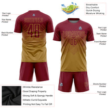 Laden Sie das Bild in den Galerie-Viewer, Custom Old Gold Crimson Sublimation Soccer Uniform Jersey
