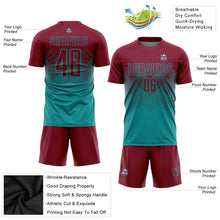 Laden Sie das Bild in den Galerie-Viewer, Custom Teal Crimson Sublimation Soccer Uniform Jersey
