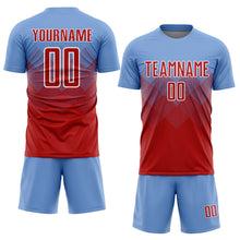Laden Sie das Bild in den Galerie-Viewer, Custom Light Blue Red-White Sublimation Soccer Uniform Jersey

