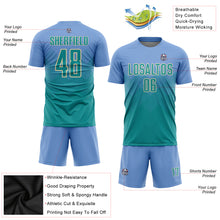 Load image into Gallery viewer, Custom Light Blue Teal-Cream Sublimation Soccer Uniform Jersey
