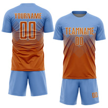 Laden Sie das Bild in den Galerie-Viewer, Custom Light Blue Texas Orange-Cream Sublimation Soccer Uniform Jersey
