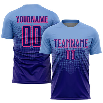 Custom Light Blue Purple-Pink Sublimation Soccer Uniform Jersey