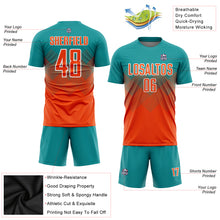 Laden Sie das Bild in den Galerie-Viewer, Custom Teal Orange-White Sublimation Soccer Uniform Jersey
