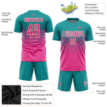 Laden Sie das Bild in den Galerie-Viewer, Custom Teal Pink-Cream Sublimation Soccer Uniform Jersey
