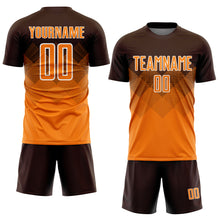 Laden Sie das Bild in den Galerie-Viewer, Custom Brown Bay Orange-White Sublimation Soccer Uniform Jersey
