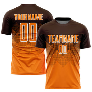 Custom Brown Bay Orange-White Sublimation Soccer Uniform Jersey