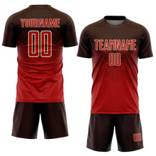 Laden Sie das Bild in den Galerie-Viewer, Custom Brown Red-Cream Sublimation Soccer Uniform Jersey
