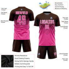 Laden Sie das Bild in den Galerie-Viewer, Custom Brown Pink-White Sublimation Soccer Uniform Jersey
