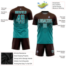 Load image into Gallery viewer, Custom Brown Teal-White Sublimation Soccer Uniform Jersey
