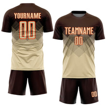 Load image into Gallery viewer, Custom Brown Cream-Orange Sublimation Soccer Uniform Jersey
