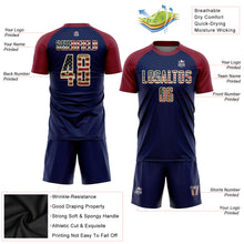 Load image into Gallery viewer, Custom Crimson Vintage USA Flag Navy-Cream Sublimation Soccer Uniform Jersey
